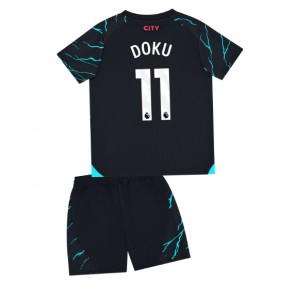 Manchester City Jeremy Doku #11 Tredje trøje Børn 2023-24 Kort ærmer (+ korte bukser)